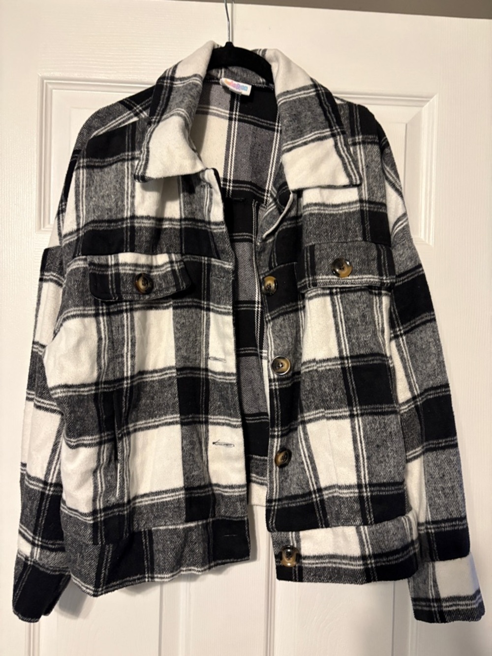 LuLaRoe Black and White Plaid Bomber Jacket Berlin style